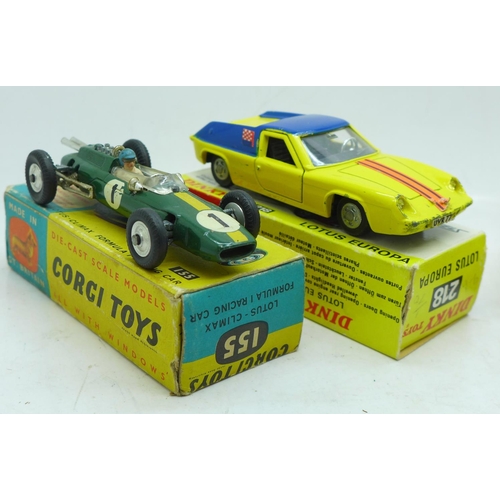 706 - One Corgi  Toys and three Dinky Toys die-cast vehicles, 155c, 218, 240 and 163, boxed