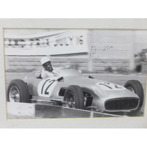 714 - Two signed photographs in one frame; Sir Stirling Moss and Jack Brabham