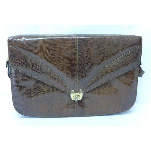 734 - A vintage faux lizard skin handbag