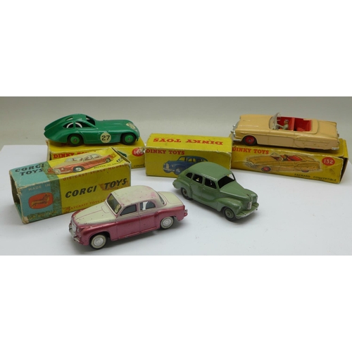 736 - Three Dinky  Toys and one Corgi Toys die-cast vehicles, includes 132, 163 and 204 Corgi, boxed