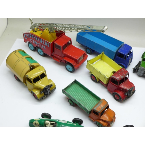 742 - Ten Dinky Toys and one Corgi Toys die-cast vehicles including AC Aceca, Vanwall and Cooper-Bristol