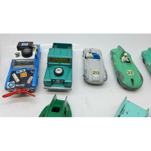 748 - Thirteen Dinky Toys and Corgi Toys die-cast vehicles including Hillman Hunter rally car