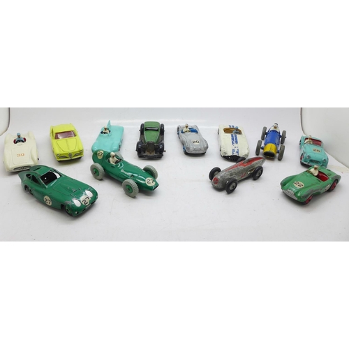 762 - Twelve Dinky Toys die-cast vehicles including nine racing cars, Cunningham C-5R, Bristol 450, etc.