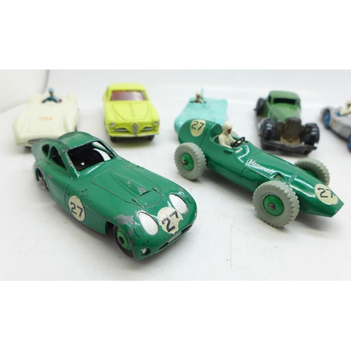 762 - Twelve Dinky Toys die-cast vehicles including nine racing cars, Cunningham C-5R, Bristol 450, etc.