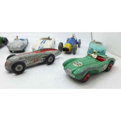 762 - Twelve Dinky Toys die-cast vehicles including nine racing cars, Cunningham C-5R, Bristol 450, etc.