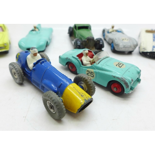 762 - Twelve Dinky Toys die-cast vehicles including nine racing cars, Cunningham C-5R, Bristol 450, etc.