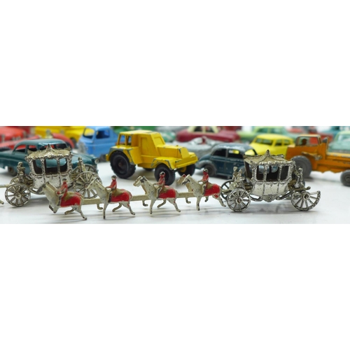 763 - A collection of Lesney die-cast vehicles and Coronation coach and horses (35)