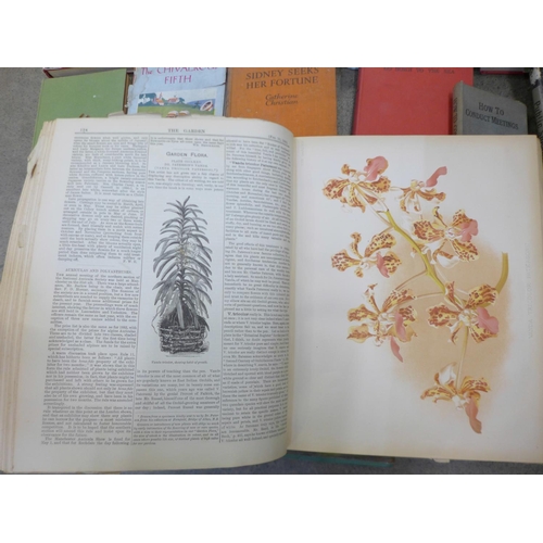 780 - A box of books with 'Gardens' volume 25, 1883, with coloured plates