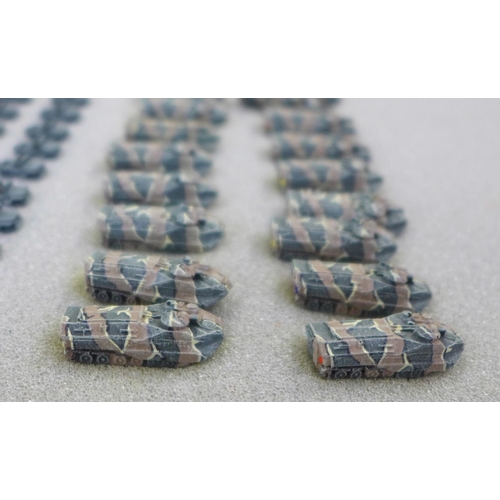 795 - Nine cases with a large collection of 6mm 1/300 scale table top war gaming armoured tanks and other ... 