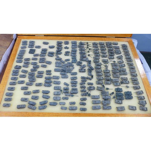 795 - Nine cases with a large collection of 6mm 1/300 scale table top war gaming armoured tanks and other ... 