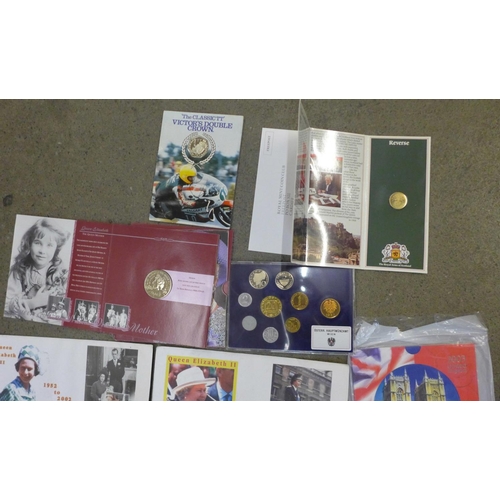 800 - A collection of commemorative coins, two 2003 UK Brilliant Uncirculated, similar 2008, Royal Austral... 