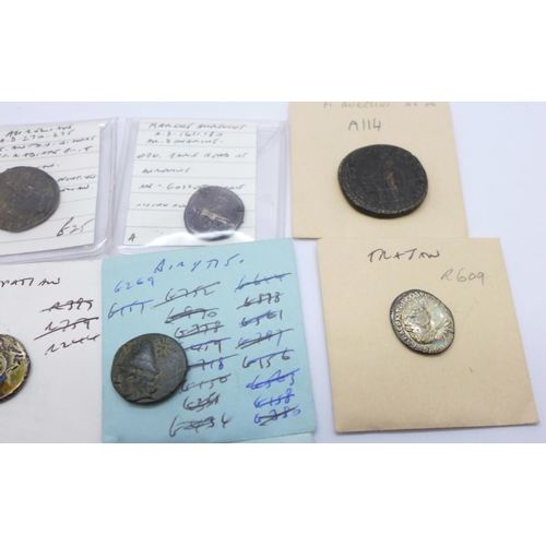 800H - Ten Roman coins, (packaged, listed and priced)