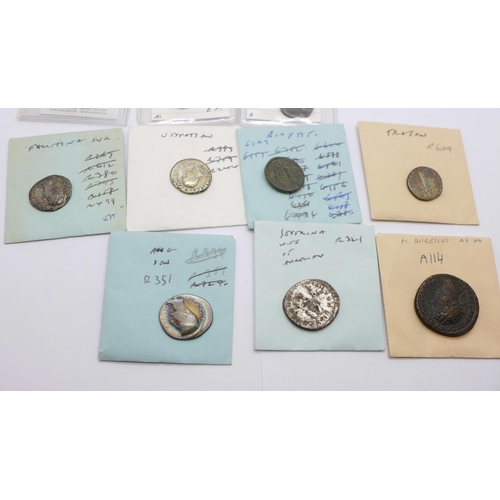 800H - Ten Roman coins, (packaged, listed and priced)