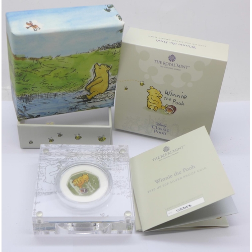 800L - Coins;-2020 Disney Classic Winnie the Pooh UK 50p silver proof coin, appearing for the first time on... 