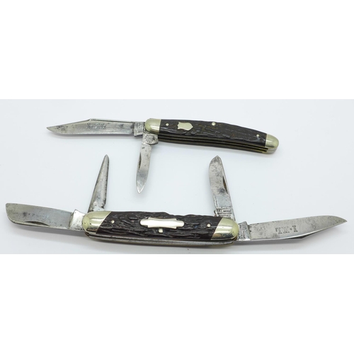 832 - Two I.XL pocket knives, George Wolstenholm, Sheffield, England