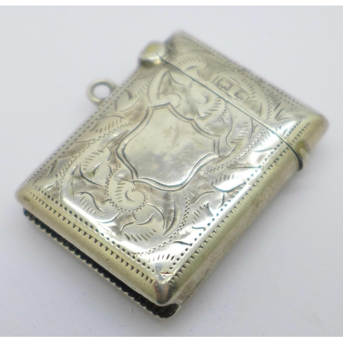 836 - A silver vesta case, Birmingham 1905