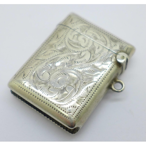 836 - A silver vesta case, Birmingham 1905