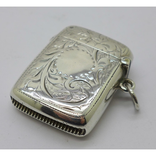 837 - A silver vesta case, Birmingham 1911