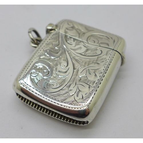 837 - A silver vesta case, Birmingham 1911