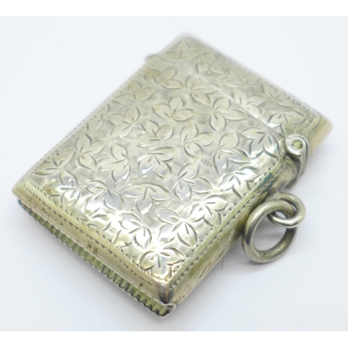 844 - A silver vesta case, Birmingham 1900