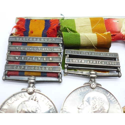 848 - A set of five medals;- Queen's and King's South Africa medals to 3318 Pte. S.F. Young Cape M.R., QSA... 