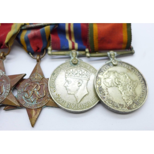 850 - A set of six WWII medals including Africa Service Medal and The Burma Star with Pacific bar to 67432... 