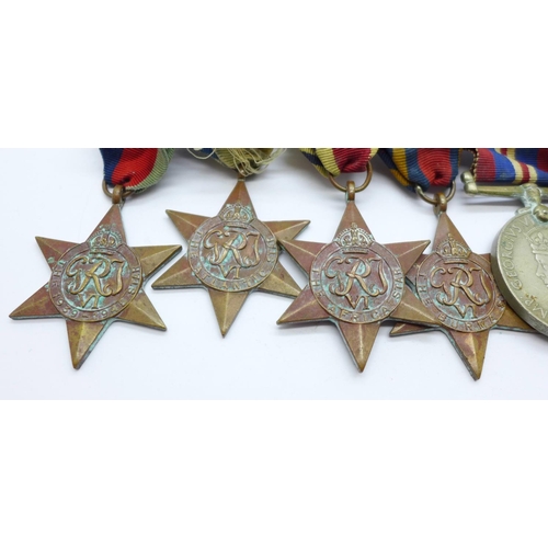 850 - A set of six WWII medals including Africa Service Medal and The Burma Star with Pacific bar to 67432... 