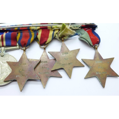 850 - A set of six WWII medals including Africa Service Medal and The Burma Star with Pacific bar to 67432... 