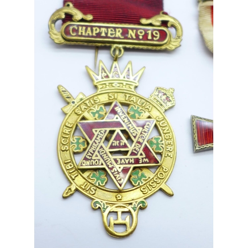 852 - A hallmarked silver and white enamel Knights of Malta medal, a hallmarked silver and red enamel cros... 