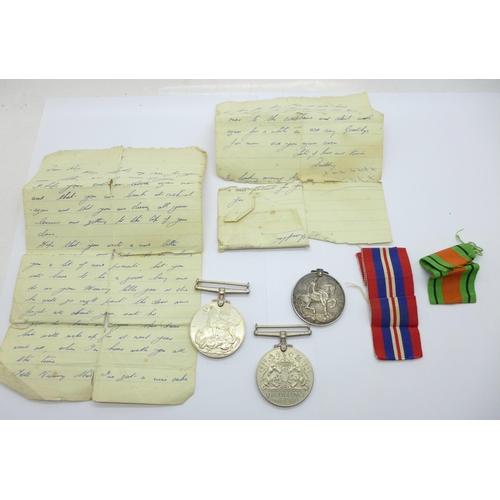 853 - A WWI medal, SE-24116 Pte. A. Bridle A.V.C., a/f, and two WWII medals