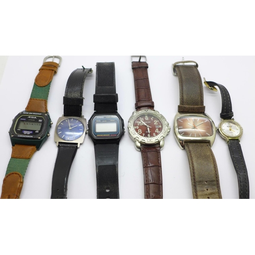 879 - Five gentleman's wristwatches and a lady's wristwatch