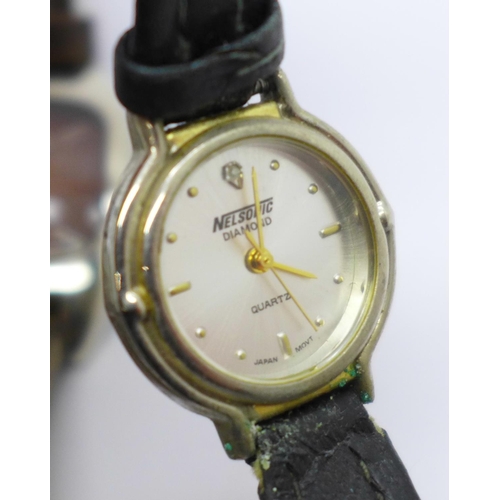 879 - Five gentleman's wristwatches and a lady's wristwatch