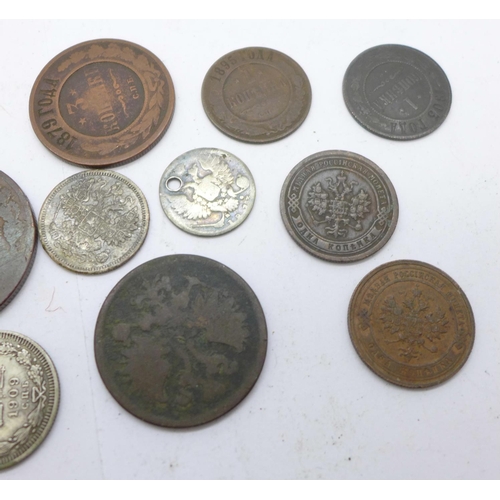 883 - Russian coins including silver