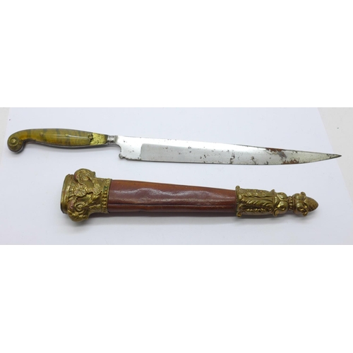 885 - A knife with scabbard, Dias & Cia., a/f