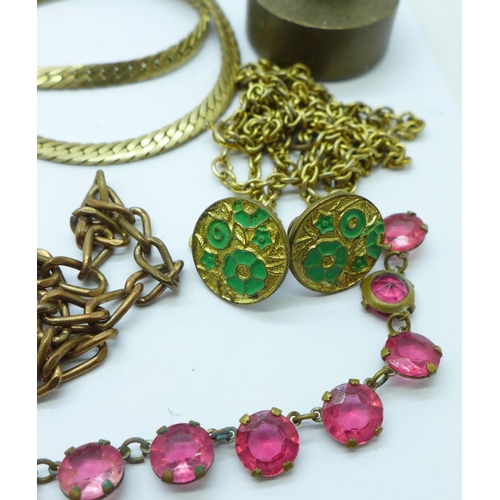 890 - Costume jewellery, etc., some a/f