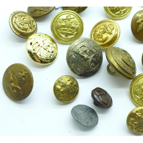 894 - A collection of buttons including uniform