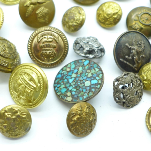 894 - A collection of buttons including uniform