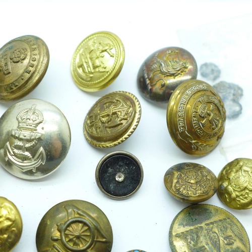 894 - A collection of buttons including uniform