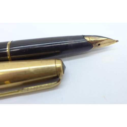 903 - Four Parker fountain pens including 65 and Junior with 14ct gold nibs