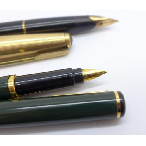 903 - Four Parker fountain pens including 65 and Junior with 14ct gold nibs