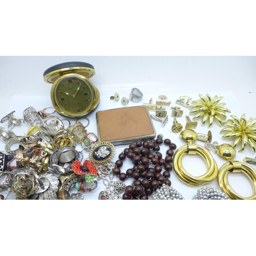 937 - A box of costume jewellery and a box of costume rings