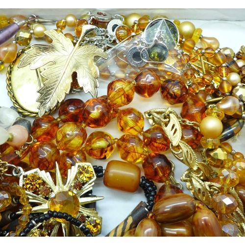 944 - Costume jewellery including faceted bead necklaces