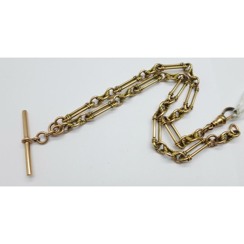 950 - A 9ct gold Albert chain, total weight 21g with plated clip, 37.5cm