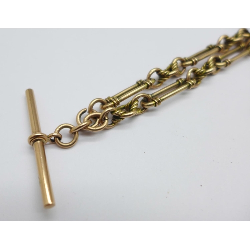 950 - A 9ct gold Albert chain, total weight 21g with plated clip, 37.5cm