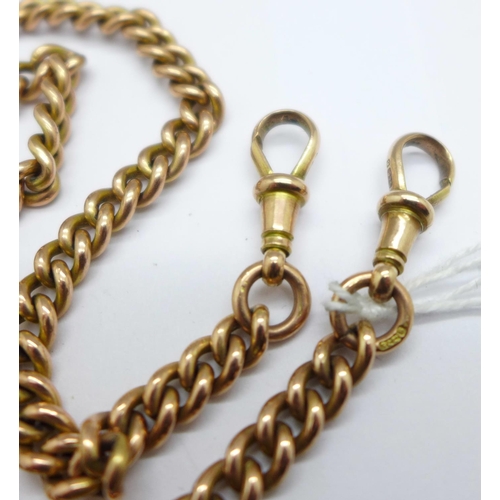 952 - A 9ct gold Albert chain, each link marked, 37.5g, 43cm