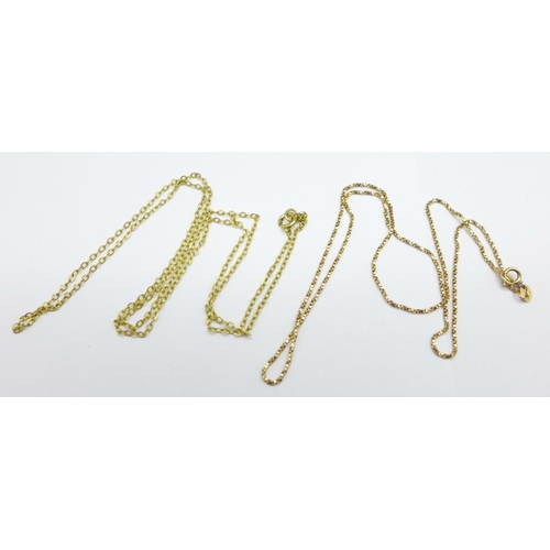 954 - Two 9ct gold chains, 3.2g