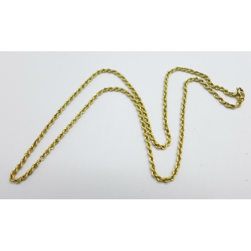 959 - A 9ct gold rope chain, 2.1g