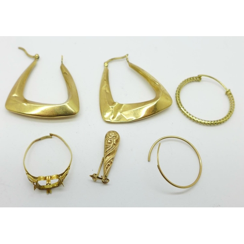 983 - Scrap 9ct gold and yellow metal jewellery, a/f, 5.3g