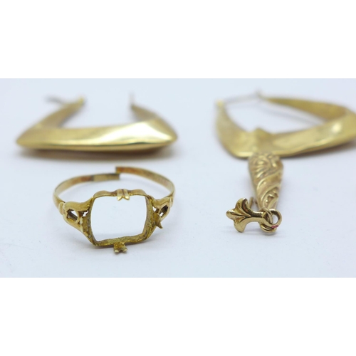 983 - Scrap 9ct gold and yellow metal jewellery, a/f, 5.3g