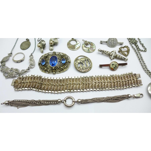 994 - A collection of jewellery, including six pairs of earrings, two bracelets, seven brooches, two pins ... 